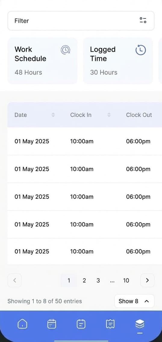HRM mobile app — Attendance history